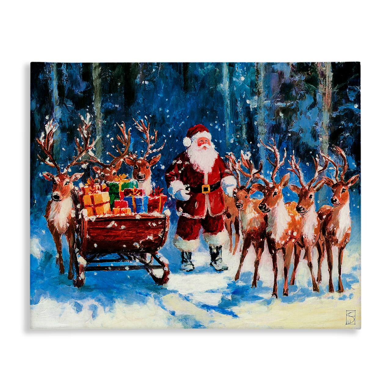 Stupell Industries Santa Reindeer & Sleigh Canvas Wall Art, design by Sara Culpepper